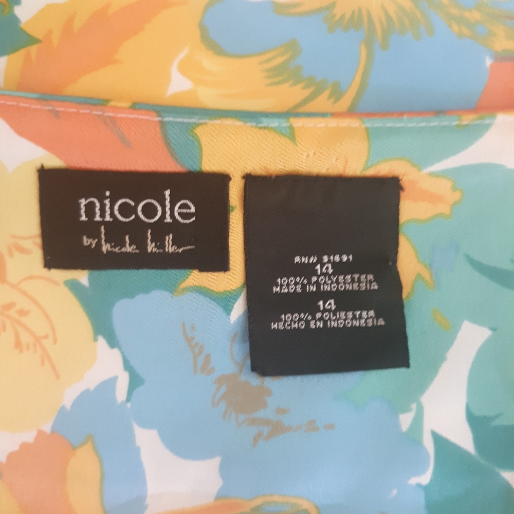 Nicole Miller tropical dressy tank top sz 14 *C3 - Picture 5 of 6